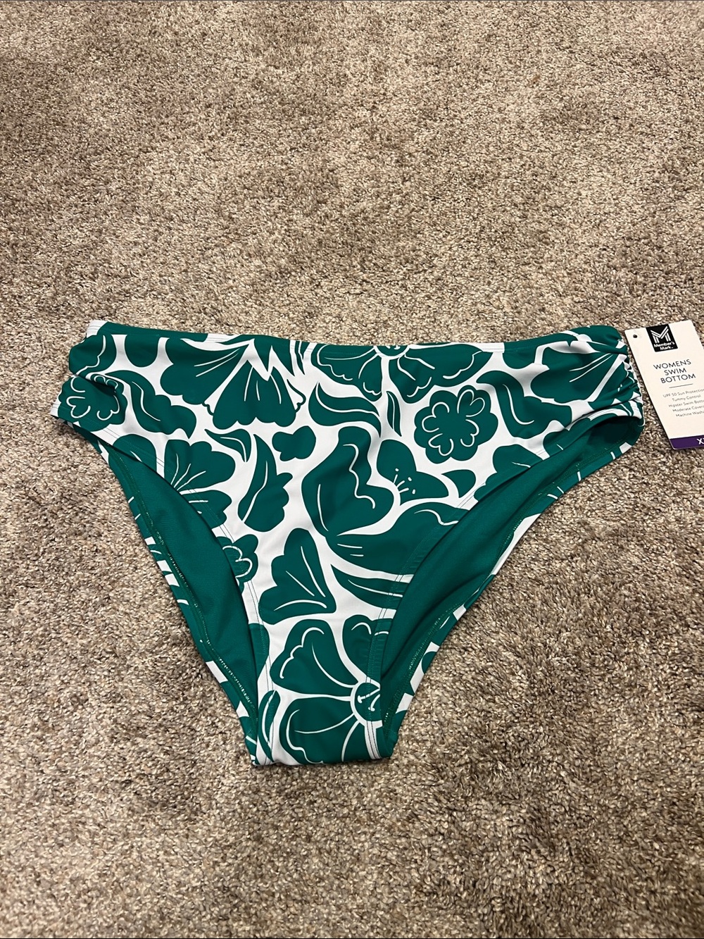 Women's Green Floral High-Rise Bikini Bottom - Unbranded